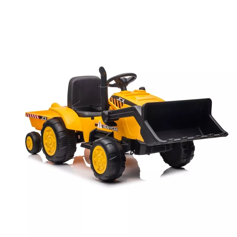 2026 12V Excavator 1 Seater Tractor Ride on for Kids with Parental RC and Wagon