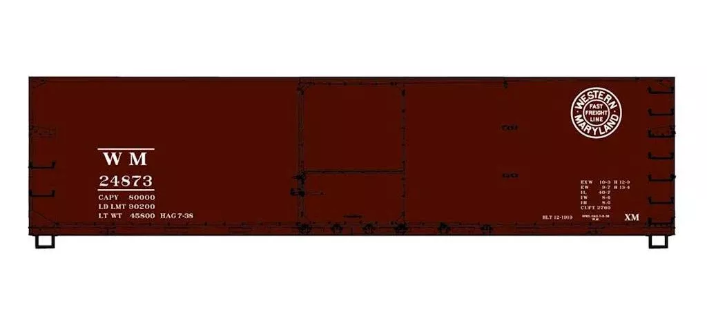 Accurail 4645 HO 40′ USRA Double Sheathed Wood Boxcar Kit Western Maryland WM 24873