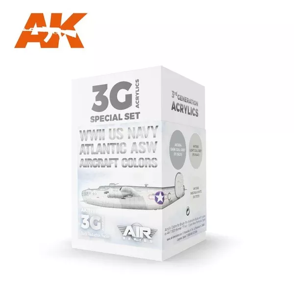 AK Interactive AK11731 Air Series WWII US Navy ASW Aircraft Colors Acrylic Paint Set (3rd Generation)