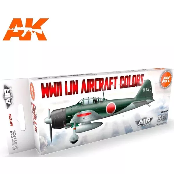 AK Interactive AK11737 Air Series WWII IJN Aircraft Colors Acrylic Paint Set (3rd Generation)