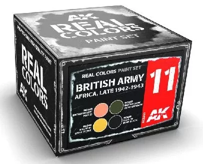 AK Interactive RCS11 Real Colors: British Army Africa Late 1942-1943 Acrylic Lacquer Paint Set (4) 10ml Bottles (D)
