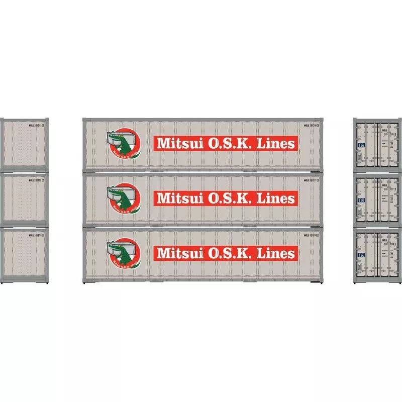 Athearn 63395 HO 40' Smooth Side Containers, MOLU #1 (3)