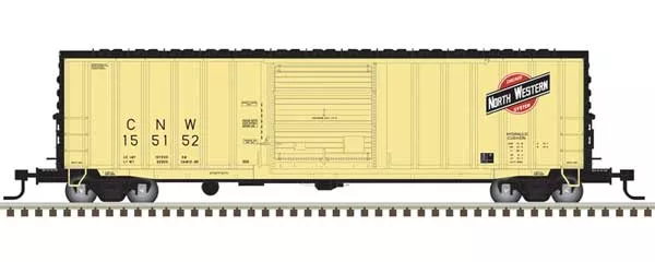 Atlas 20007067 ACF 50' Precision Design Rib-Side Boxcar - Ready to Run - Master(R) -- Chicago & North Western #155148 (yellow, black, red) HO Scale