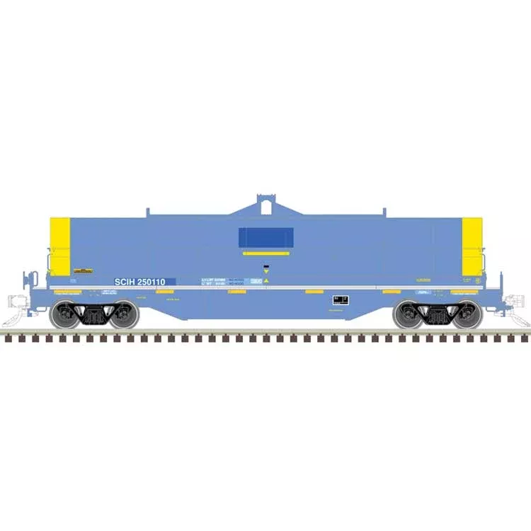 Atlas 50006774 42' Coil Steel Car with Fishbelly Side Sill - Ready to Run - Master(R) -- South Chicago & Indiana Harbor SCIH #250110 (blue, yellow) N Scale
