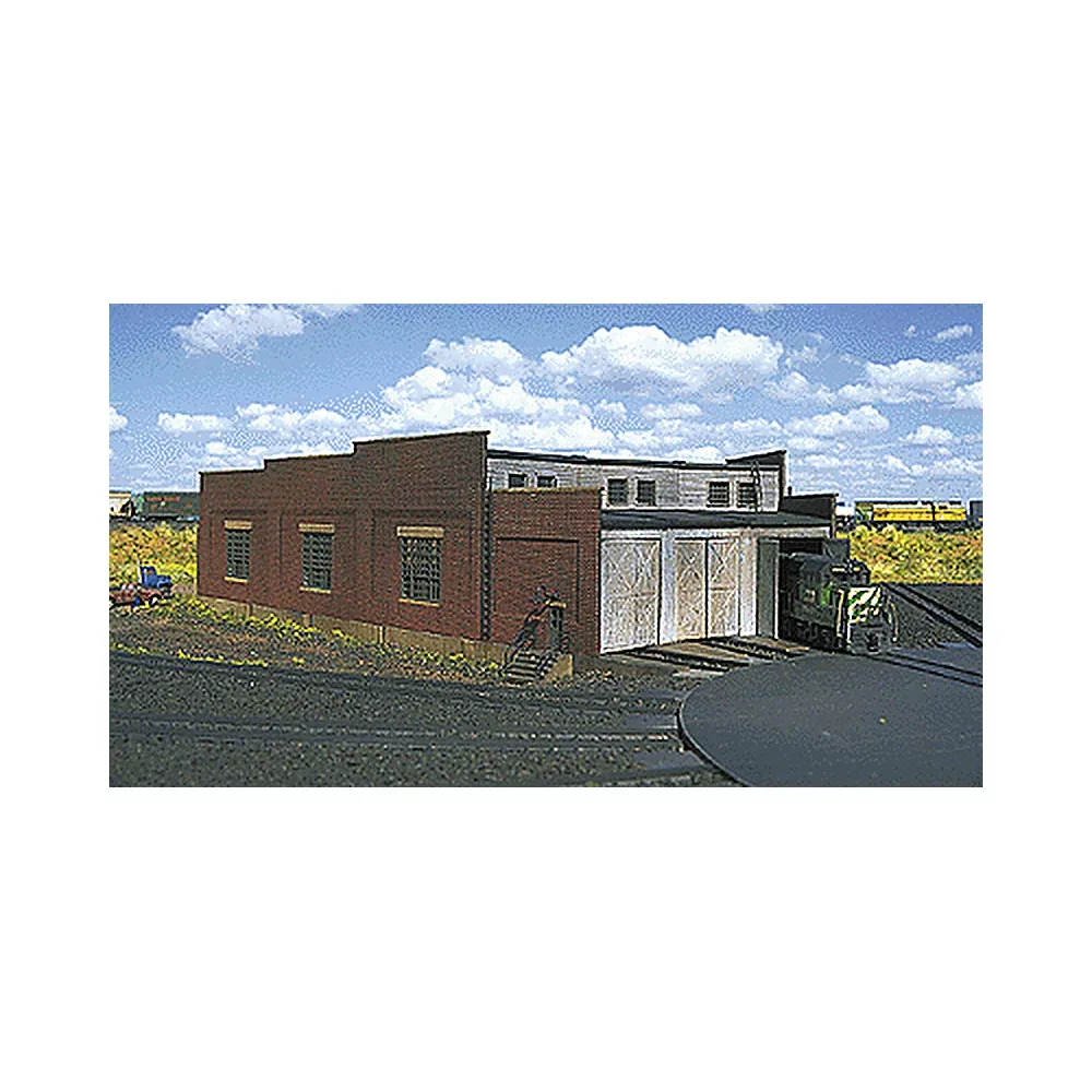 Atlas Model Railroad 2843 N Scale 3-Stall Brick Roundhouse — Holds Locomotives Up to 8″20cm Long