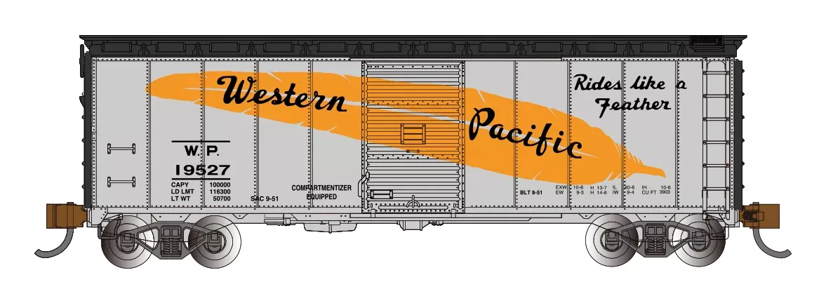 Bachmann 17062 N Scale 40' Boxcar Western Pacific Feather WP