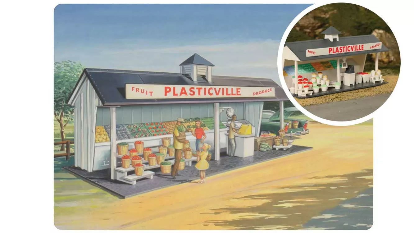 Bachmann 45632 75th Anniversary Roadside Stand - Plasticville U.S.A.(R) -- Kit - 75th Anniversary Packaging O Scale
