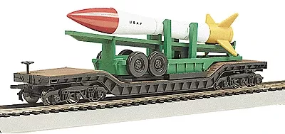 Bachmann 71391 Silver Series(R) Depressed-Center Flatcar - Ready to Run -- United States Air Force (Missile Load; black, unlettered) N Scale