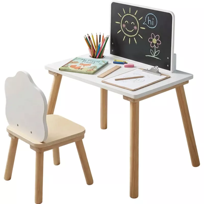 Costway Kids Weaning Table and Chair Set with Chalkboard 63169481 New