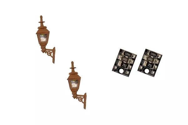 DCC Concepts LML-GWBN - Gas Wall Lamps - Brown - 2pcs (HO Scale)