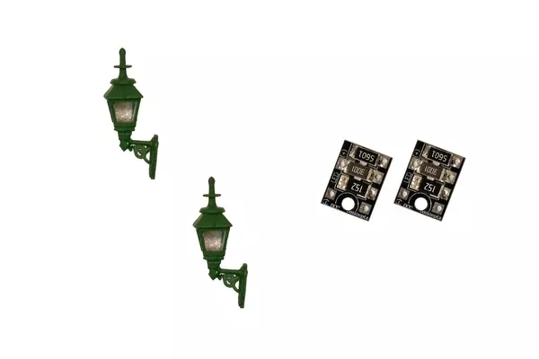 DCC Concepts LML-GWGR – Gas Wall Lamps – Green – 2pcs (HO Scale)