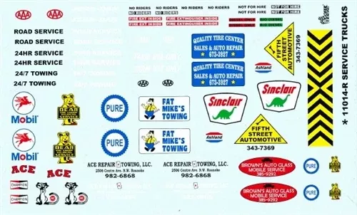Gofer Racing 11014 GR SERVICE TRUCKS DECALS