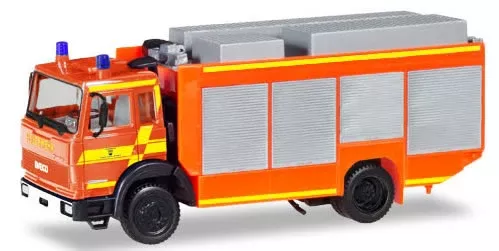 Herpa 93996 HO Scale Iveco Magirus Rescue Truck – Assembled — Fire Department (orange, yellow, silver, German Lettering)