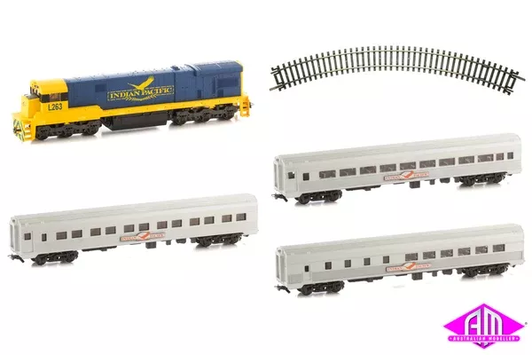Indian Pacific C30 Loco & 3 Budd Cars Set (With Track) HO Scale