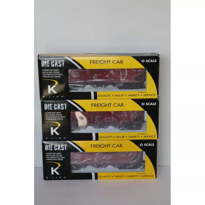 K Line Diecast K623-1012 Alaska Railroad Hopper w/ Coal Load 3 Set-Second hand-M7946