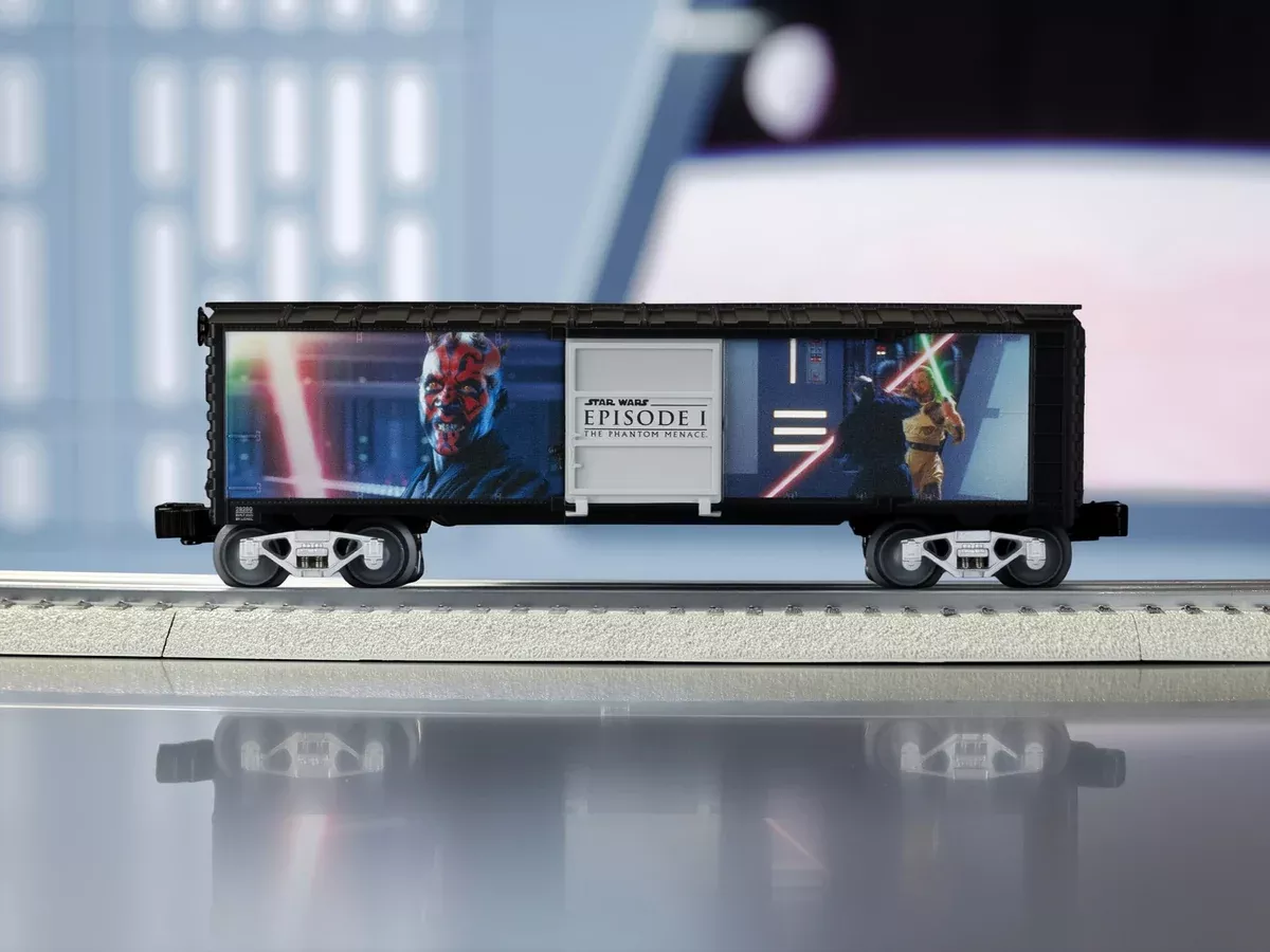 Lionel 2528280 STAR WARS Lightsaber Series Illuminated Boxcar – Darth Maul v. Qui-Gon Jinn limited O SCALE NEW