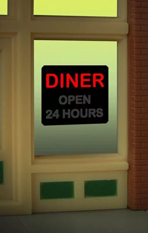 Miller Engineering 8965 HO Diner Flashing Neon Window Sign