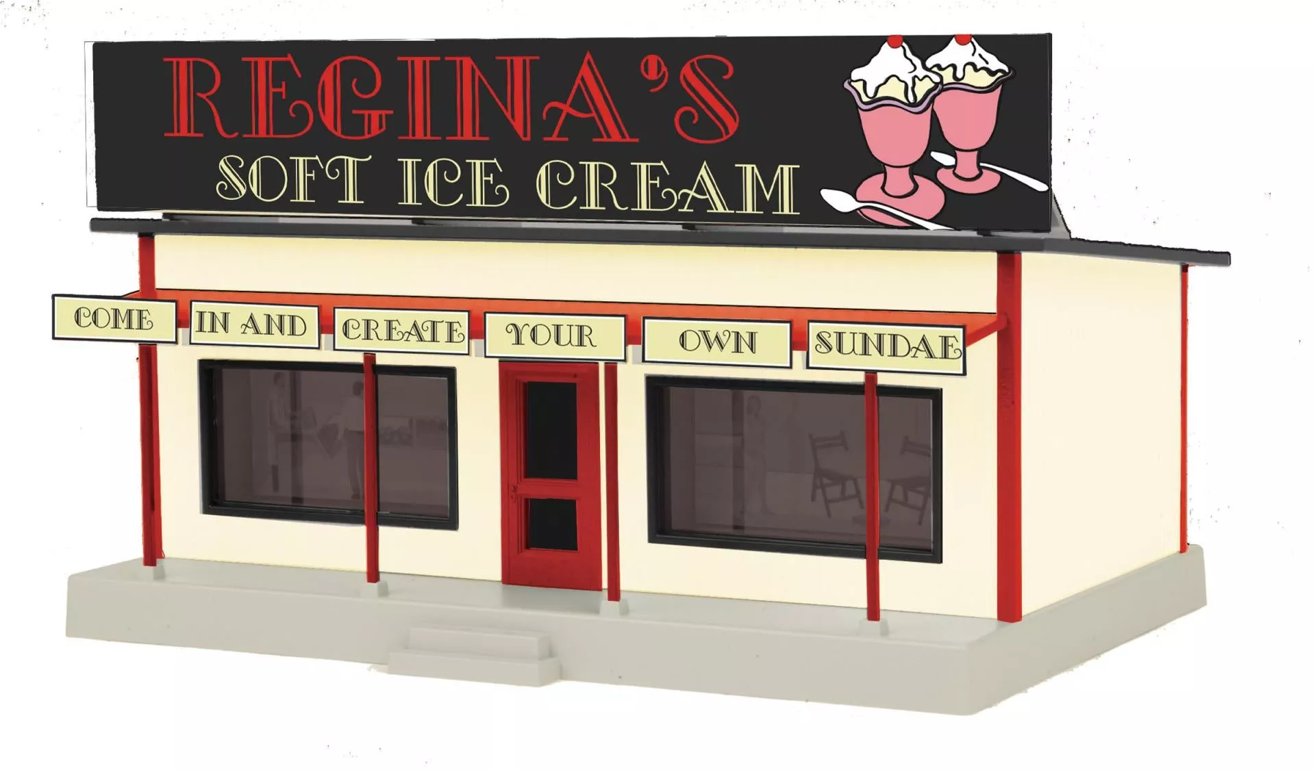 MTH Railking 30-90293 Regina’s Soft Ice Cream Road Side Stand O SCALE Like New