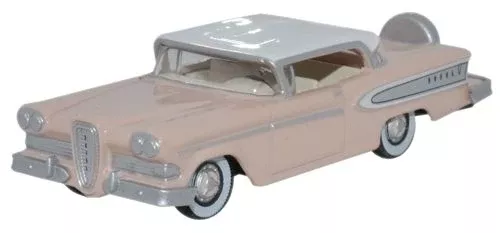 Oxford Diecast HO 87ED58003 1958 Edsel Citation, Chalk Pink/Frost White