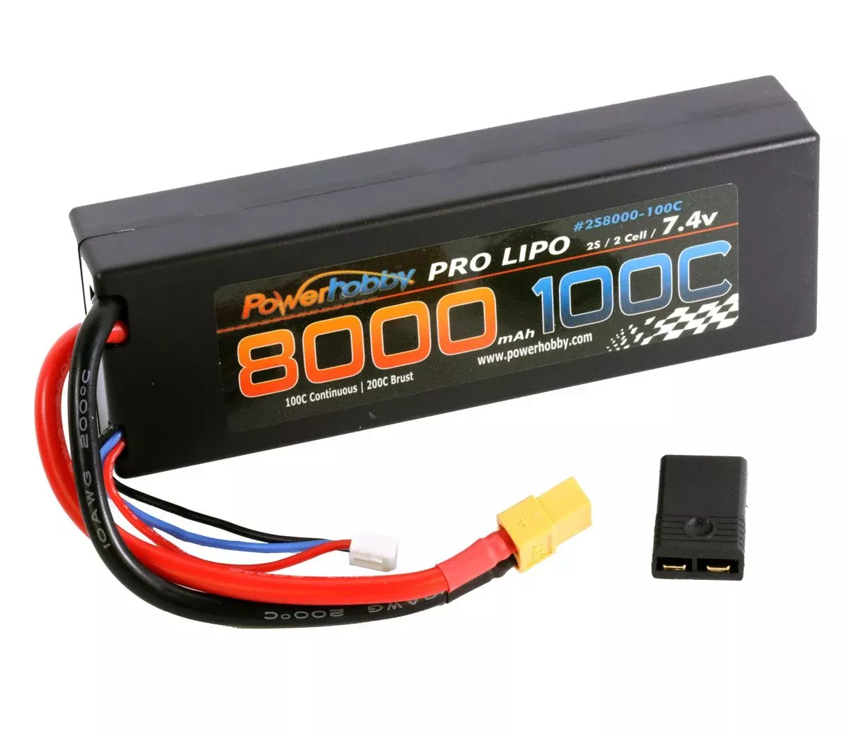 Powerhobby 2S 7.4V 8000mAh 100C Lipo Battery Pack with XT60 Plug and Traxxas