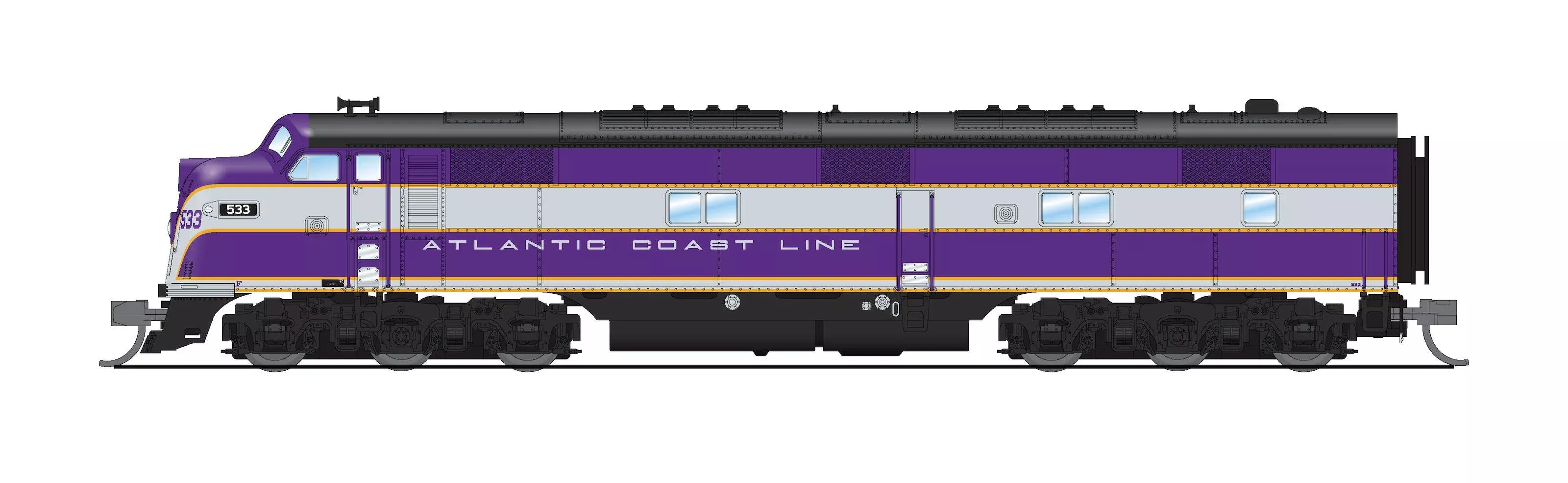 PREORDER Broadway Limited Imports N 8788 EMD E7A Stealth Series, Atlantic Coast Line #536 (Standard DC)