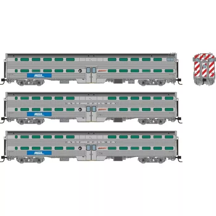 PREORDER Rapido N 545010 Gallery Commuter Car Set #2, Metra (BNSF Swoosh) (3-Pack)