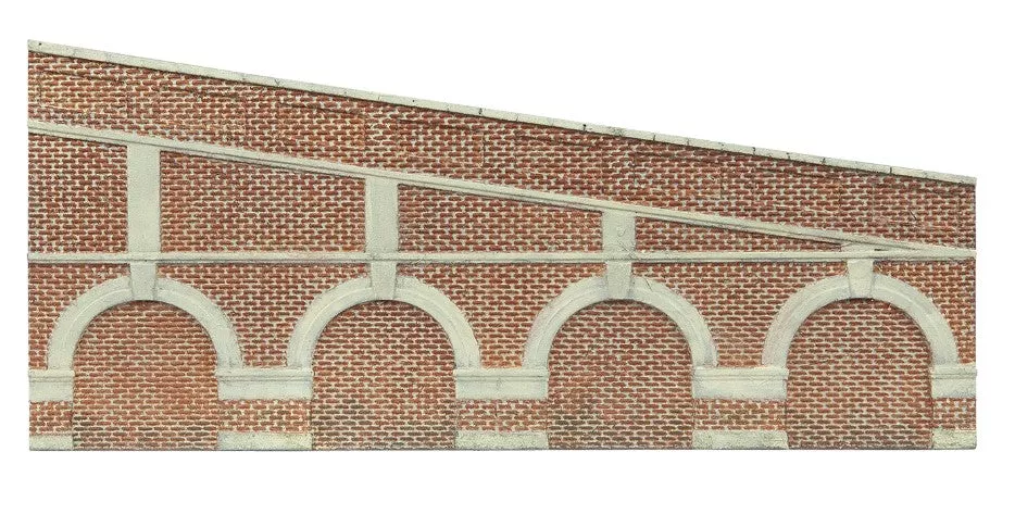 R7386 Skaledale Mid Stepped Arched Retaining Walls x2 (Red Brick)