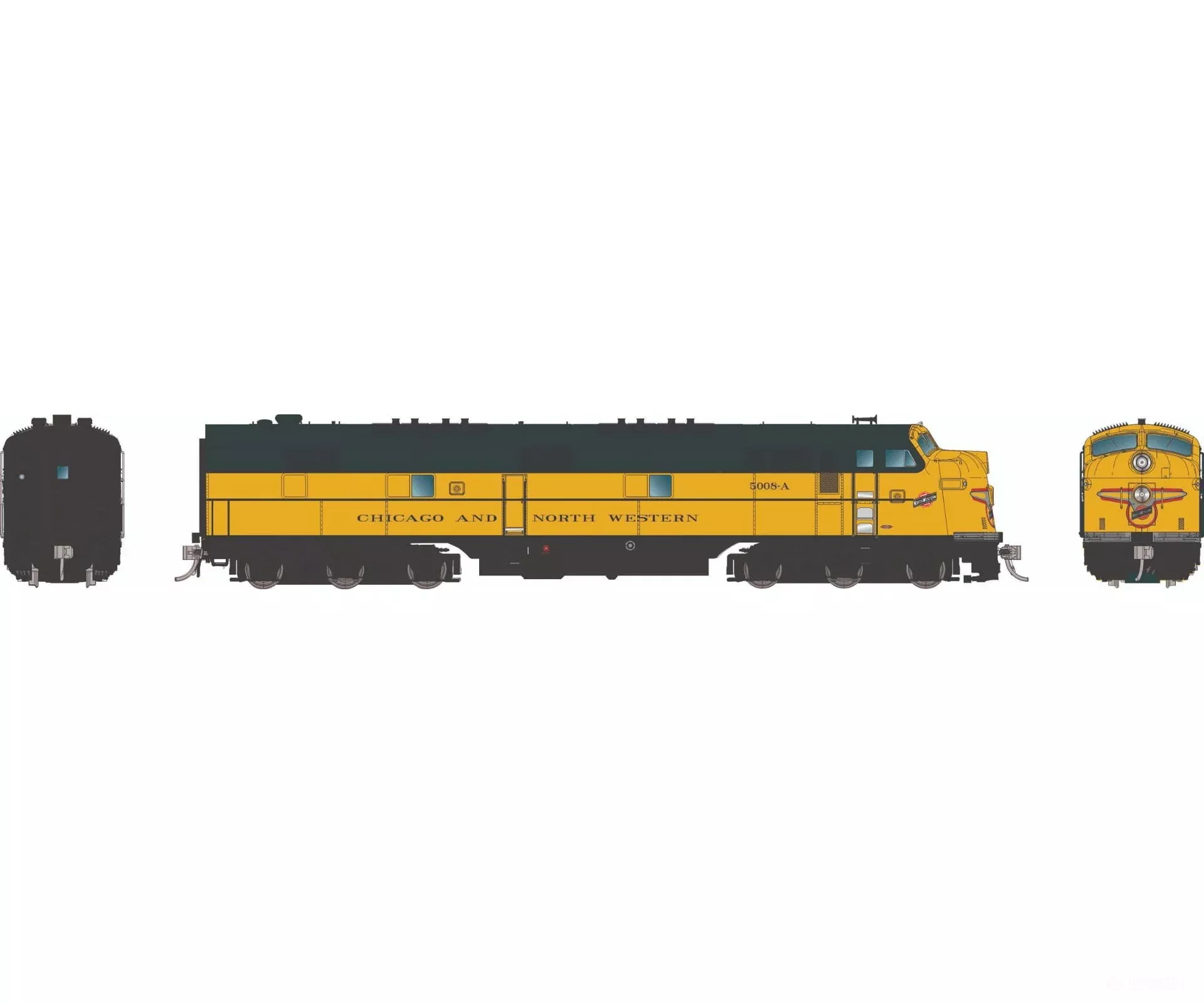 Rapido 029009 HO EMD E7A (DC/Silent): Chicago & North Western - Yellow & Green: #5013B