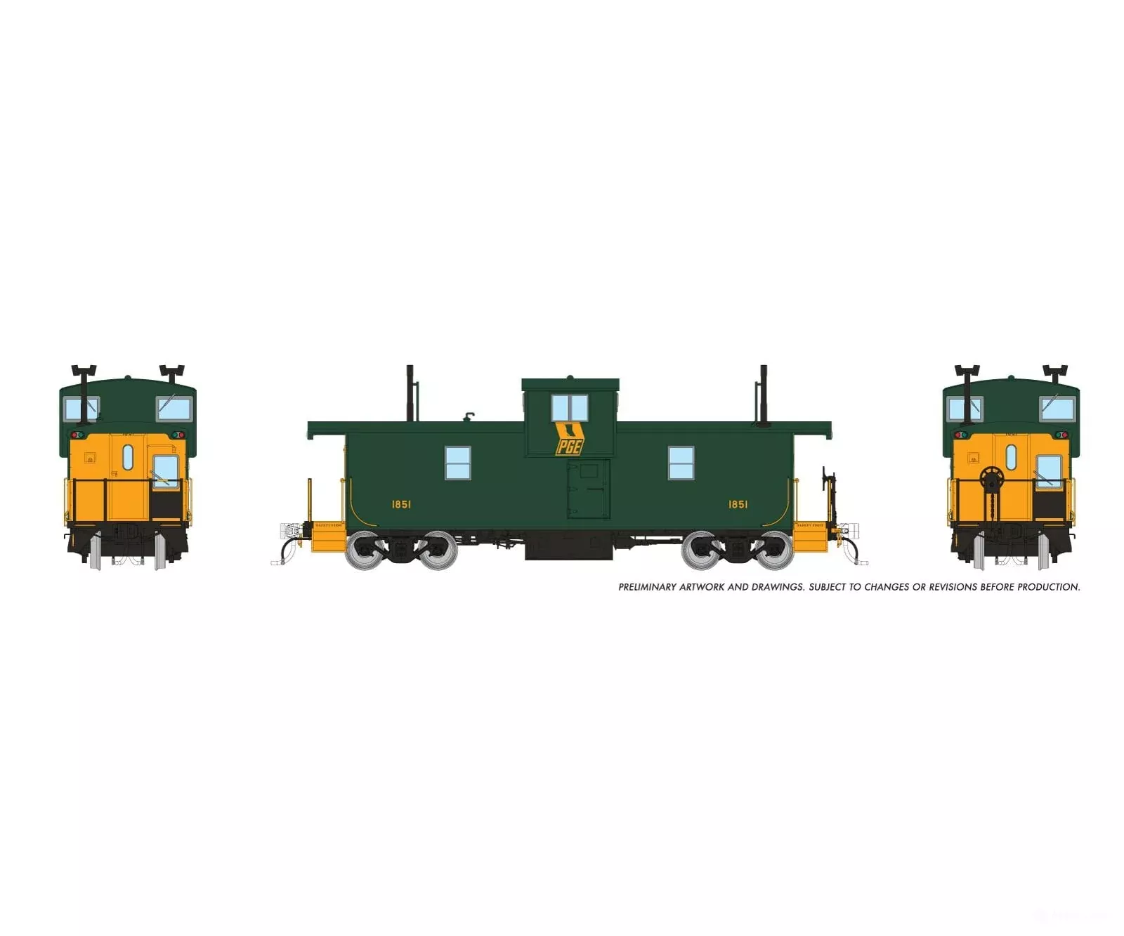 Rapido 1101001 HO Squamish Caboose: PGE - Original Scheme: #1851