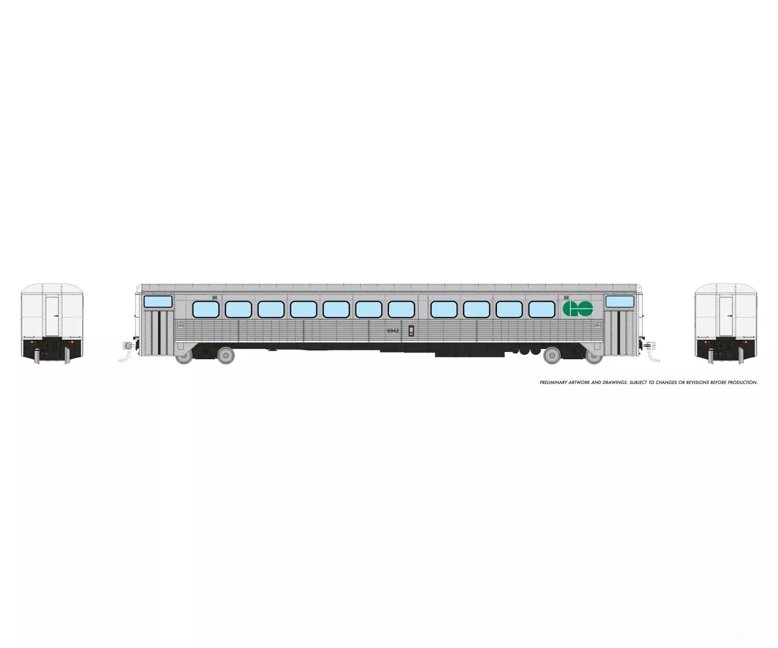 Rapido 226107 HO H-S Commuter Coach: GO Transit – Early: #9942