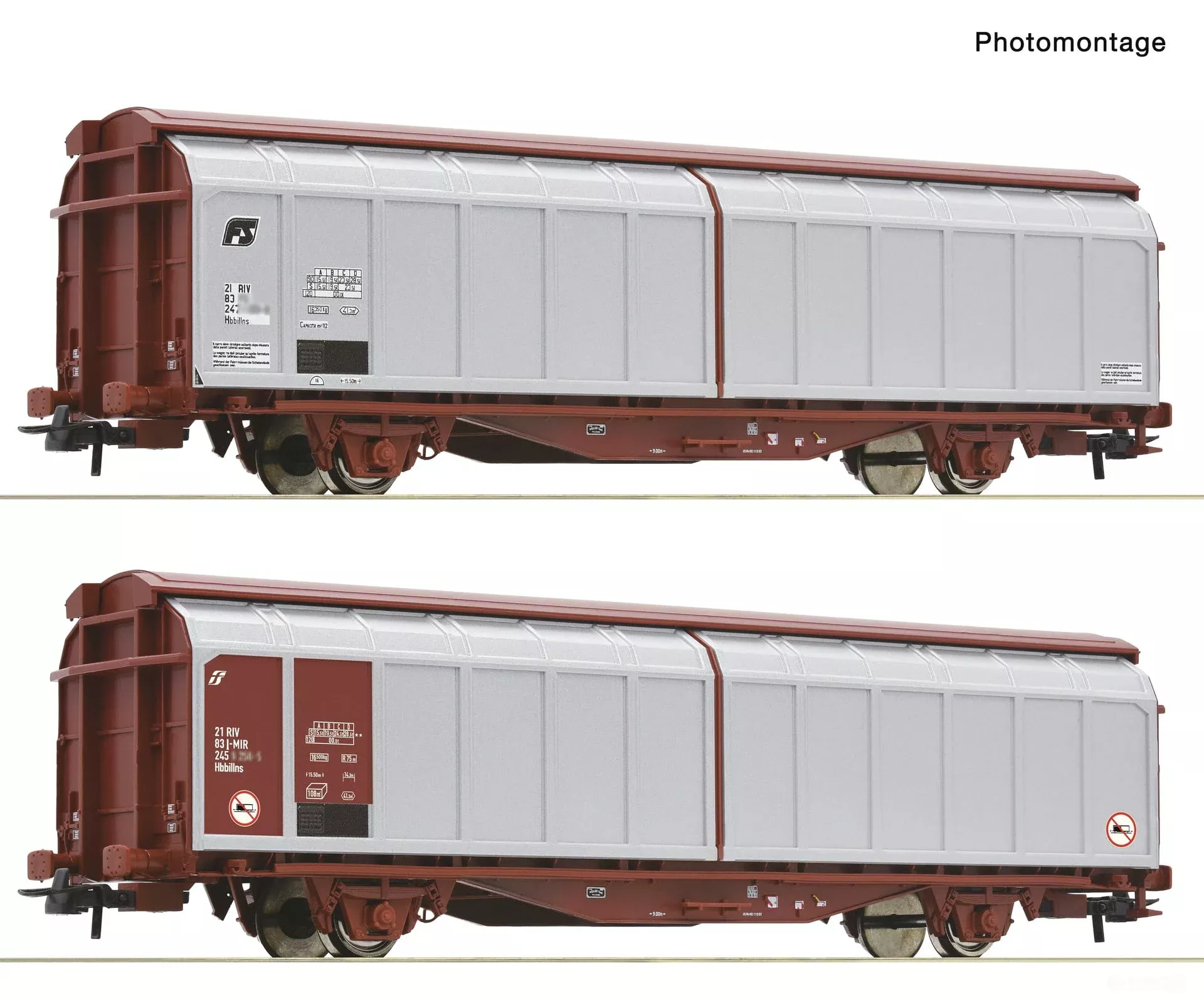 Roco 6600308 HO 2-piece set: Sliding wall wagons, FS
