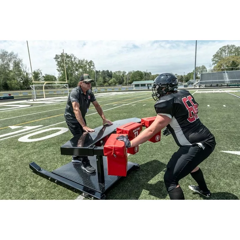 Rogers Athletic Three Read Machine – Football Blocking Drill Machine Red