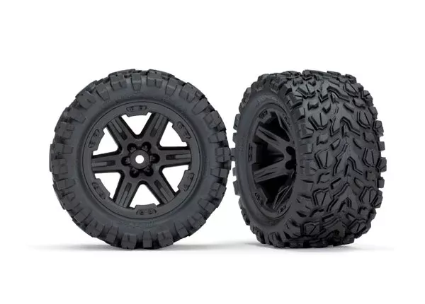 Traxxas 6774 Talon Extreme Tires on Black RXT 2.8 Wheels Rustler 2WD Rears