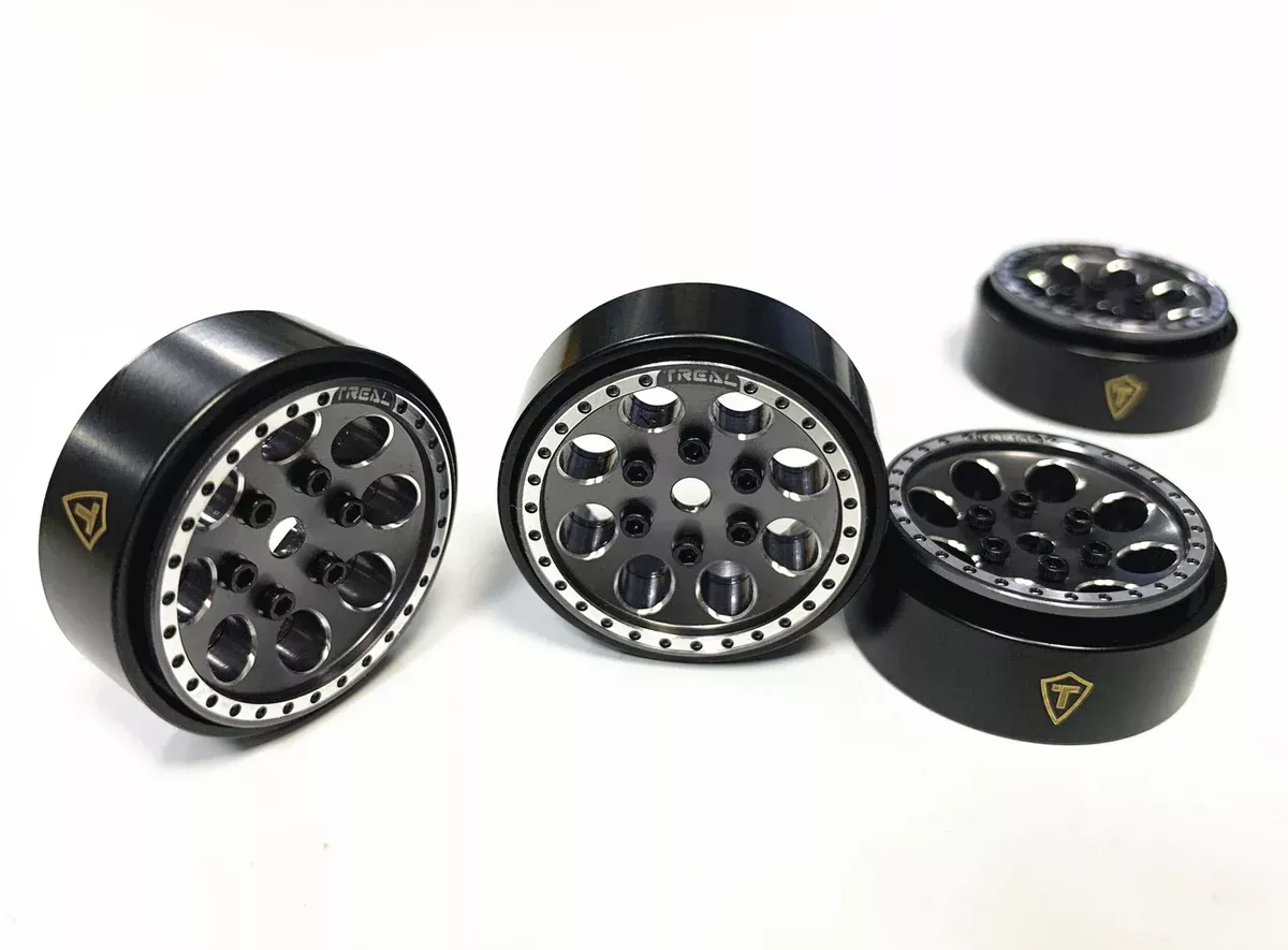 Treal Hobby (X002P8XKPD) Gray 1.0" Beadlock Wheels Brass Rings (22g) SCX24 and 1/24 Crawlers