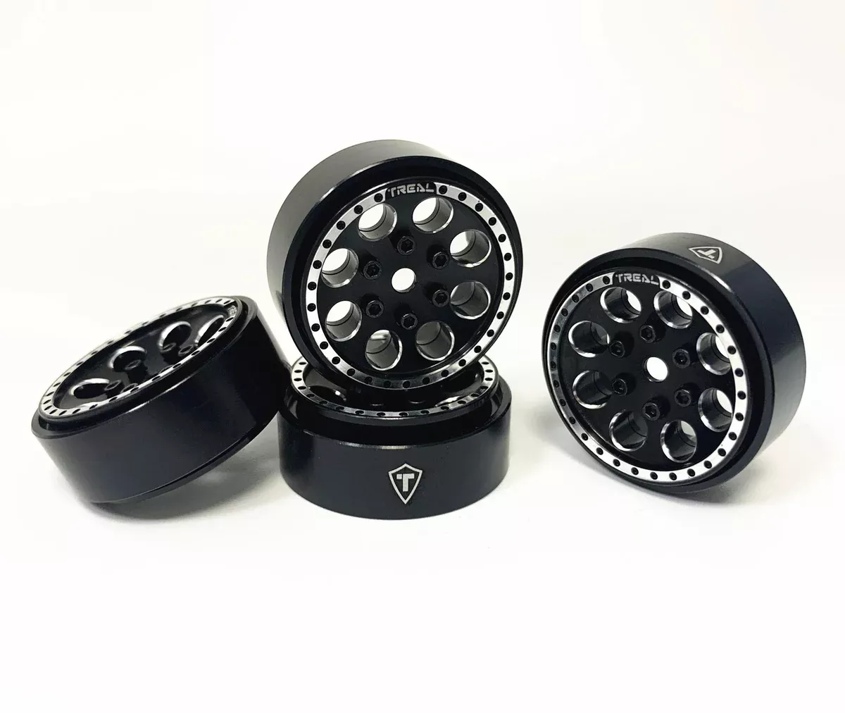 Treal Hobby (X002P92JZ9) Black Aluminum 1.0″ Beadlock Wheels for SCX24 and 1/24 Crawlers
