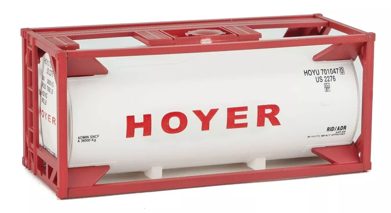 Walthers SceneMaster 8108 20' Tank Container - Kit -- Hoyer (white, red) HO Scale