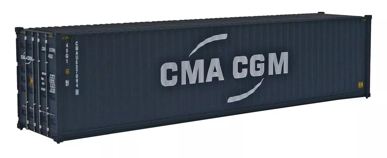 Walthers SceneMaster 8257 40' Hi Cube Corrugated Side Container - Assembled -- CMA-CGM (New Logo) HO Scale