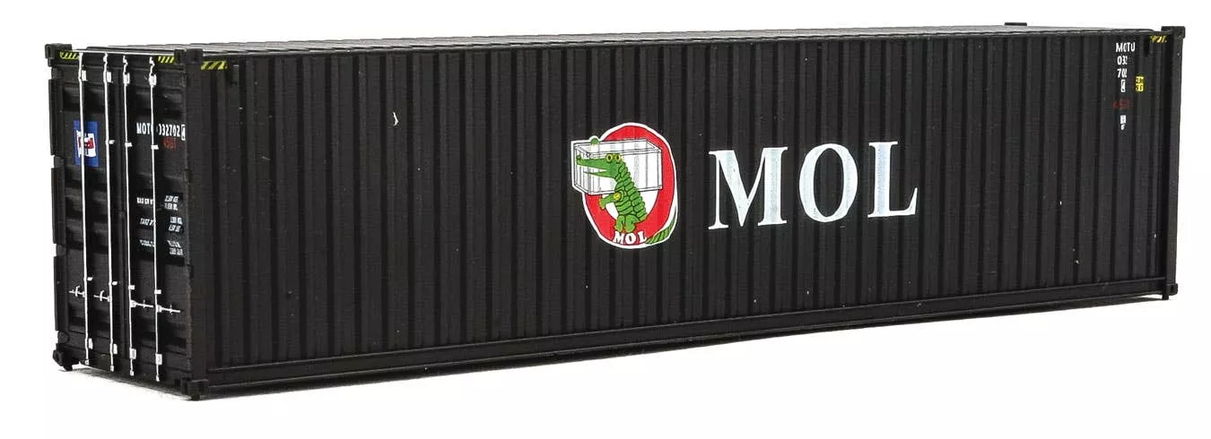 Walthers SceneMaster 8264 40' Hi-Cube Corrugated-Side Container - Assembled -- Mitsui OSK Lines (black, white, red; Alligator Logo) HO Scale