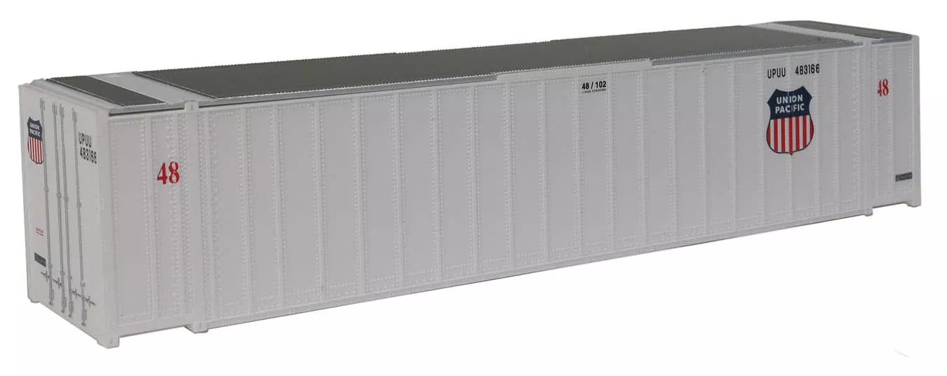 Walthers SceneMaster 8460 48' Ribbed Side Container - Assembled -- Union Pacific(R) (white, Shield Logo) HO Scale