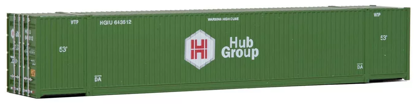 Walthers SceneMaster 8505 53' Singamas Corrugated Side Container - Ready to Run -- Hub Group (green, white, red) HO Scale
