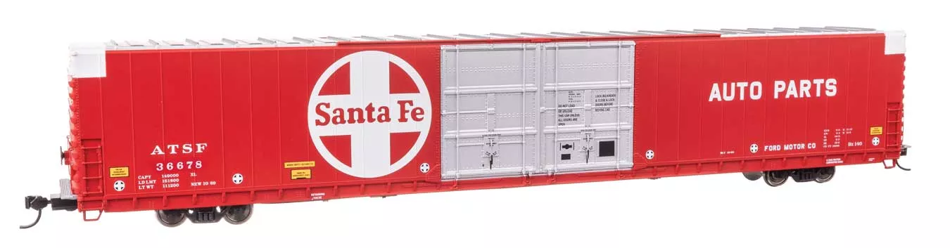 WalthersProto 102110 86' Pullman-Standard Double-Door Hi-Cube Boxcar - Ready to Run -- Santa Fe #36678 HO Scale