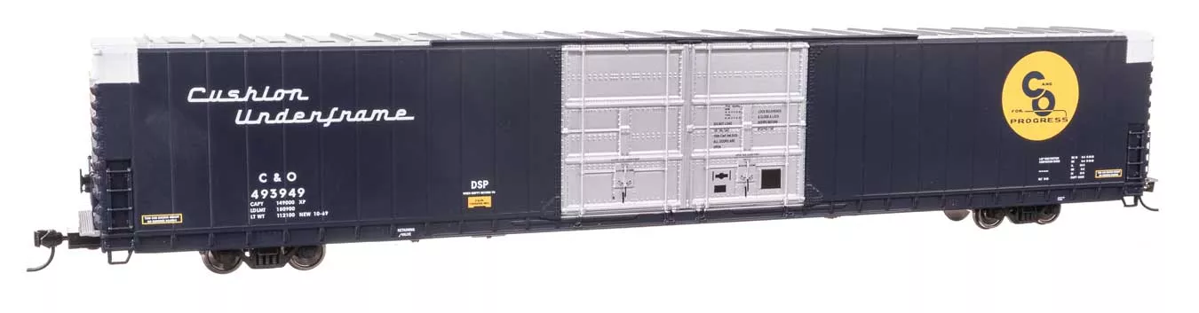 WalthersProto 102113 86' Pullman-Standard Double-Door Hi-Cube Boxcar - Ready to Run -- Chesapeake & Ohio #493949 HO Scale
