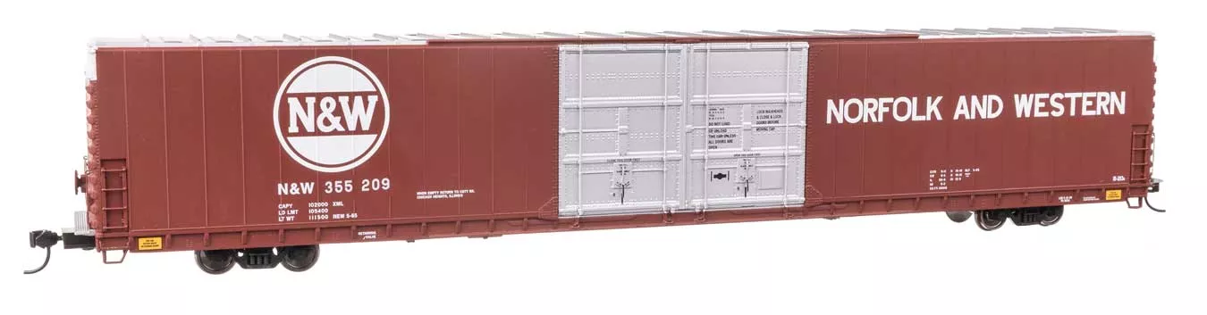 WalthersProto 102123 86' Pullman-Standard Double-Door Hi-Cube Boxcar - Ready to Run -- Norfolk & Western #355209 HO Scale