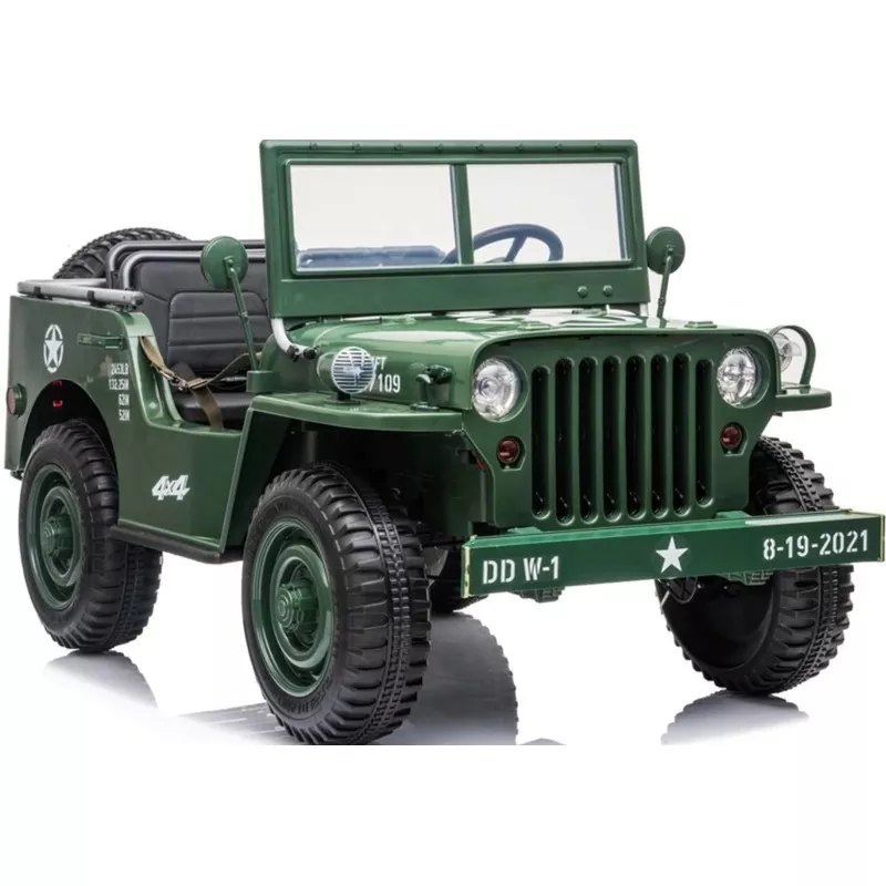 Willys Jeep 4WD 3 seater kids ride on jeep – Dark Green